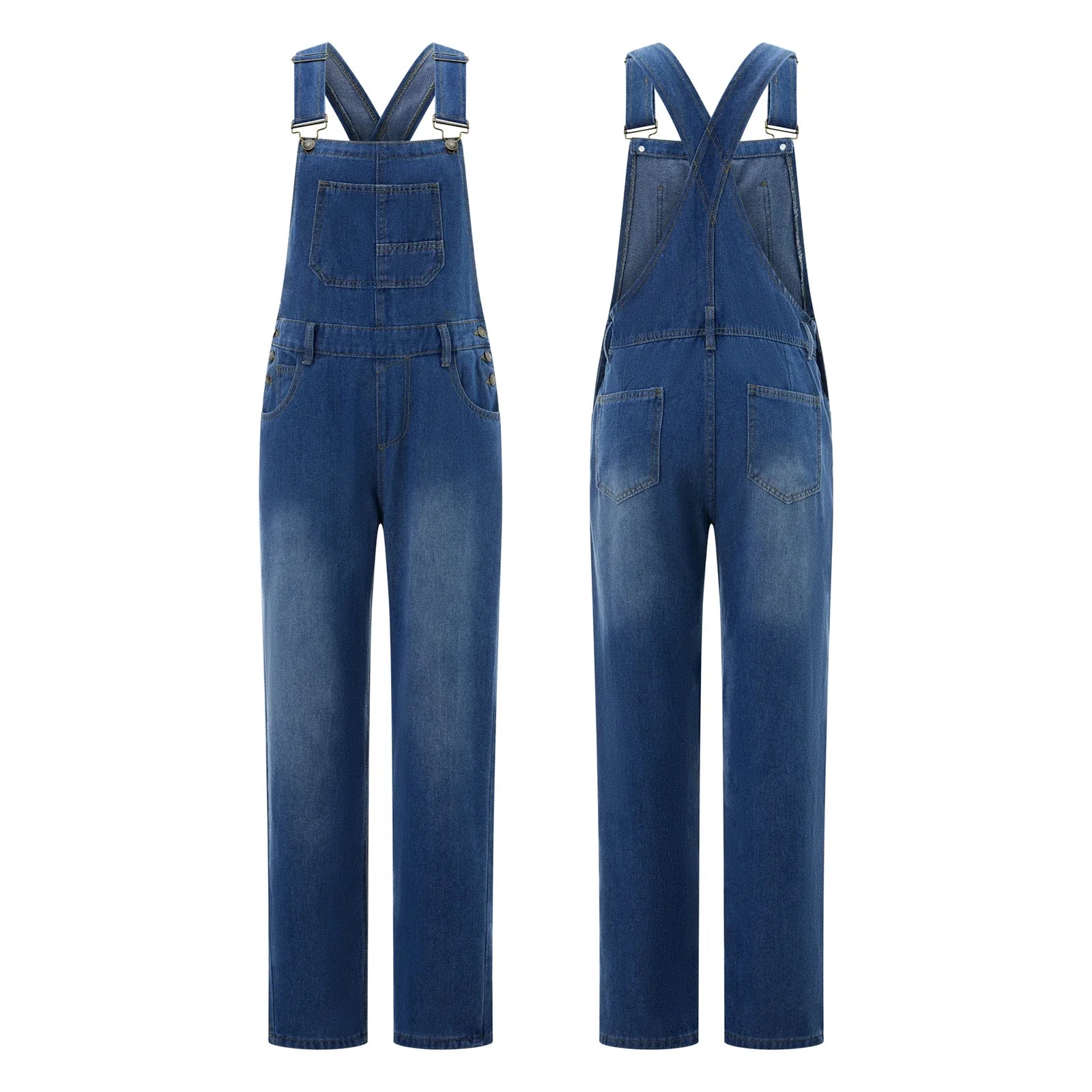 Women Denim Long Jumpsuits Casual Wide Leg Suspender Pants Romper Summer Baggy Bib Overalls