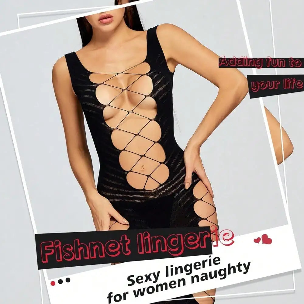 Local ShippingSexy Fishnet Bodysuit Lingerie Set Outfits Erotic Mesh Sheer  Lingerie For Women Naughty