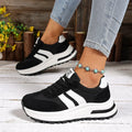 Fashion Stripe Thick Bottom Sneakers Women 2026 Autumn Platform Lace Up Sport Shoes Woman Anti Slip Thick Sole Running Shoes