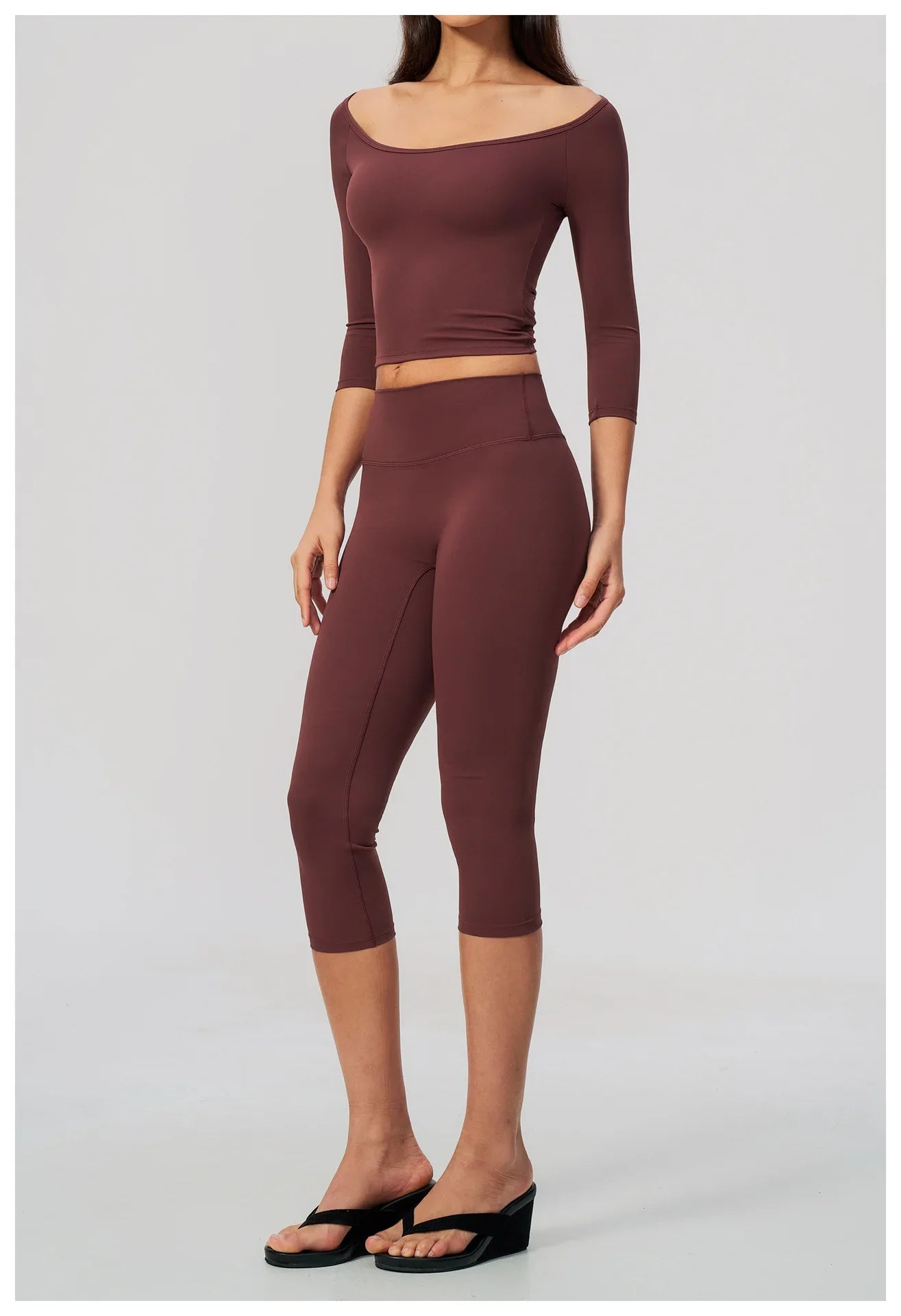Fashion Mid Sleeve T-shirt Yoga Suits Tight Fitting Slim Sports Tops High Waist Peach Hip Mid Pants Gym Running Fitness Outfits