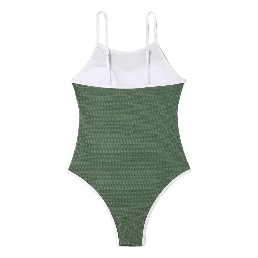 2026 One Piece Swimsuit Solid High Cut Swimwear Women Bathing Suit Female Swimming Summer Beachwear Bodysuit