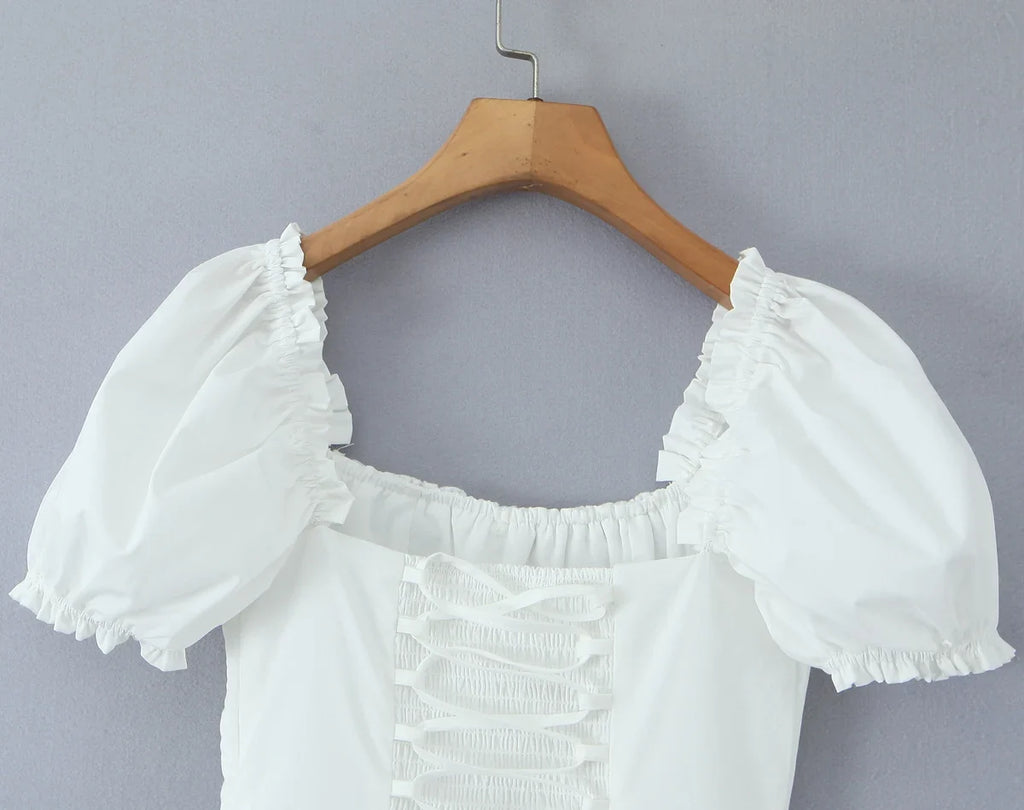 Bowknot Ruffles Light Blue Midi Dress Women's Summer Off Shoulder Short Sleeve Beach Dress Drawstring White A-line Vestidos 2025