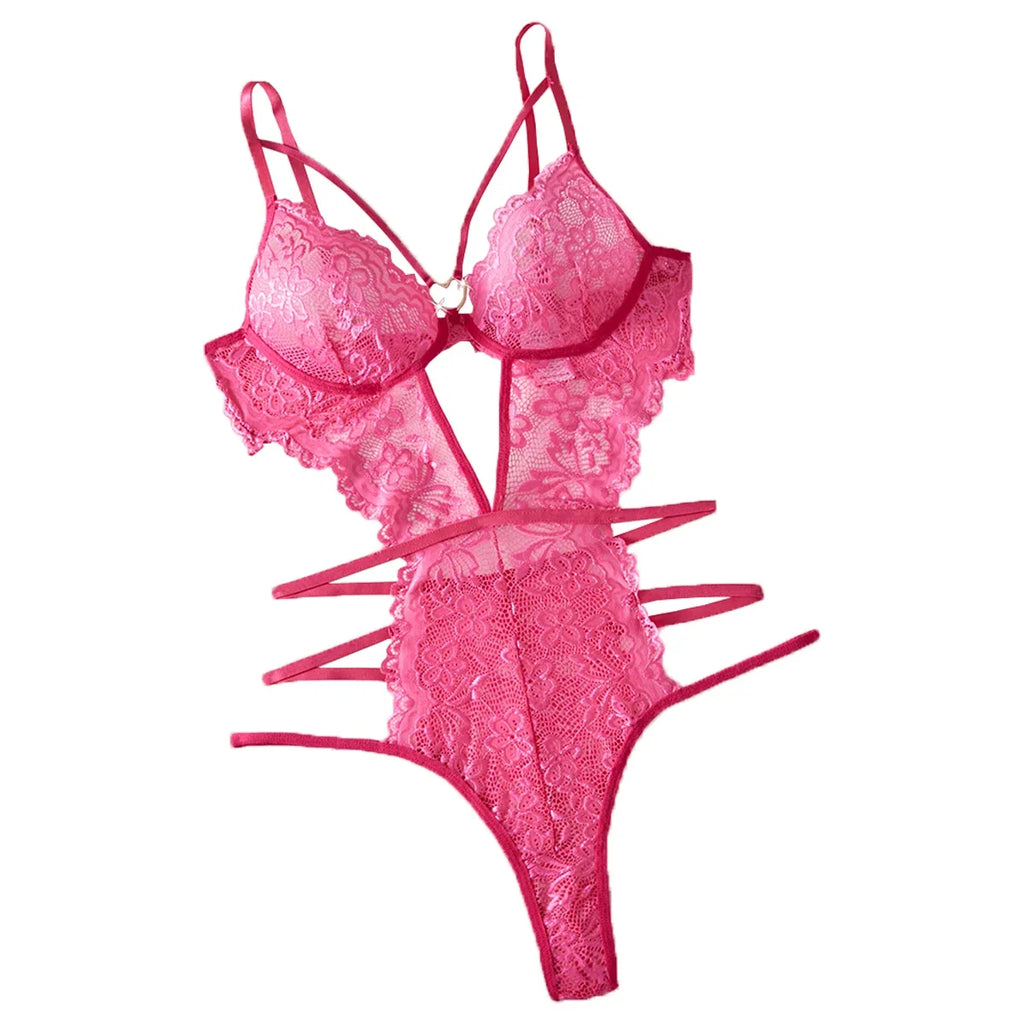 Women's Seductive Erotic Sexy Lace With Ornament Sexy Bodysuit Babydoll Lingerie Teddy Hot Underwear Romantic Nights Clothing