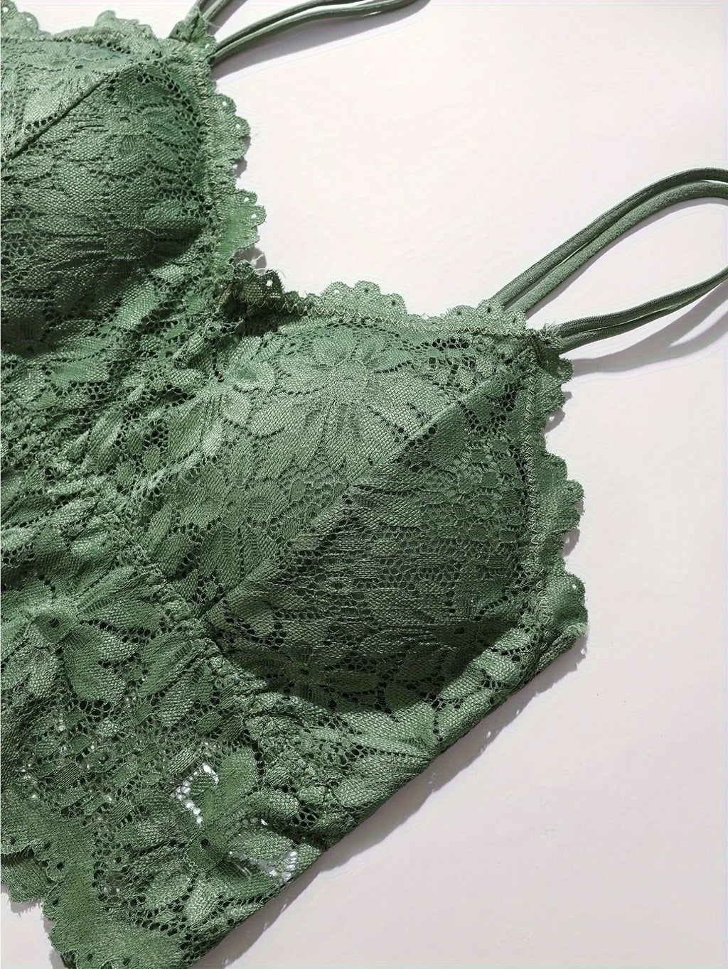 4pcs Women'S Sexy Lace Bra & Panty Set, Breathable & Comfortable, Removable Bra, Stretchy Lingerie Set