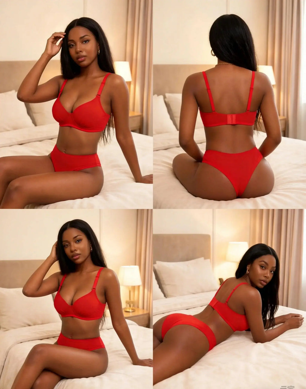 Women's Daily Wear Lingerie Set Red Bra & Panty Comfortable  Underwear for Women sexy bra size 70B-85B B2087