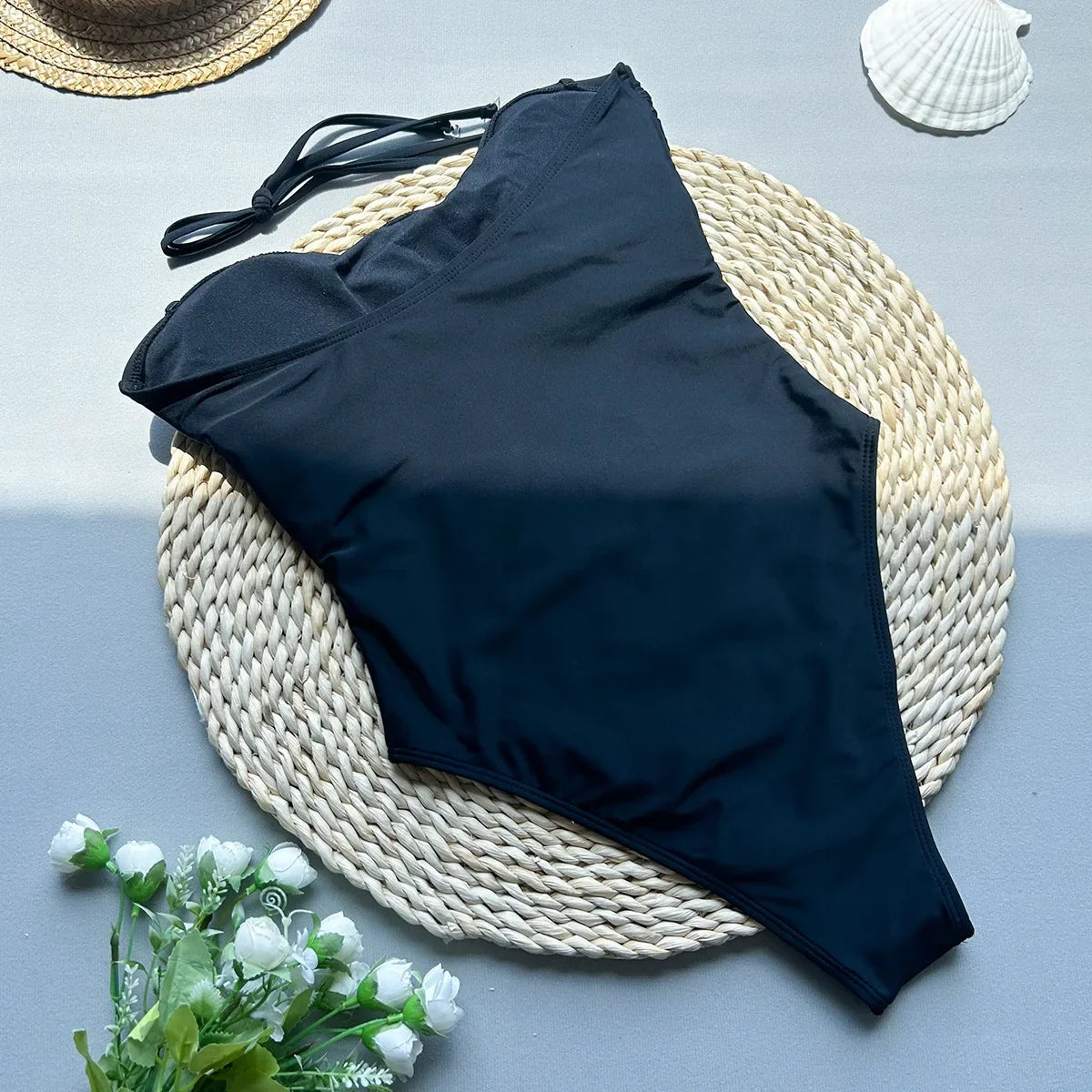 2026 Sexy Metal Buckle Women Bandeau Swimwear One Piece Swimsuit Female Monokini Bather High Leg Cut Bathing Suit Swim Beachwear