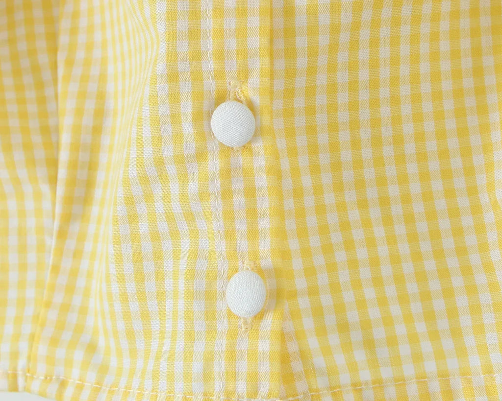 Foridol Gingham Printed Yellow Women Summer Dress Set Lace Top+skirt Sets Vintage French Style Midi Dress Oufits Plaid Vestidos
