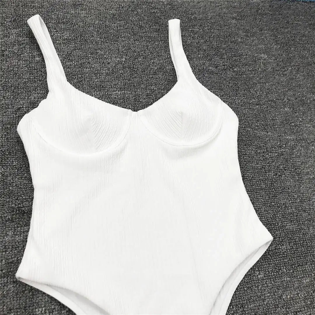 S - XL New Sexy High Cut Women Swimwear Ribbed Underwired One Piece Swimsuit Female Bather Bathing Suit Swim Lady Bodysuit V1607