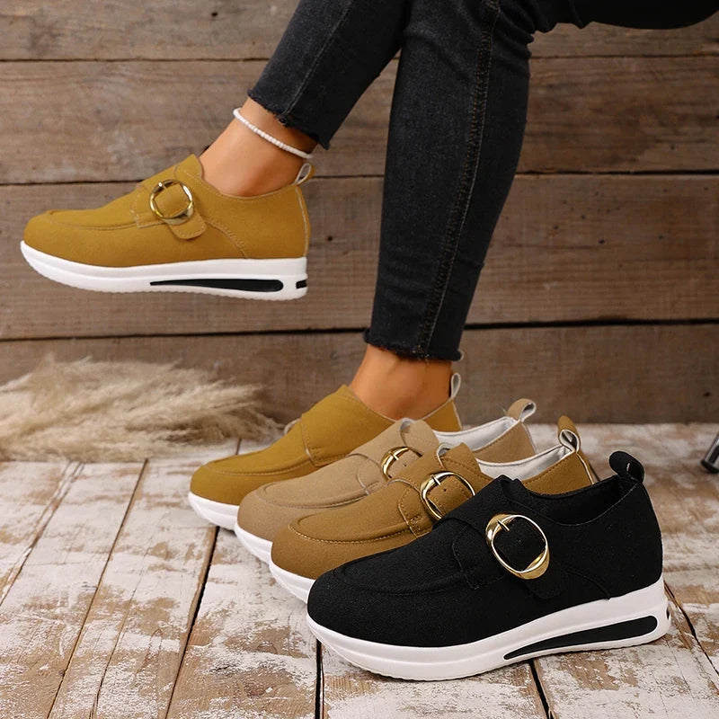 2025 Faux Suede Platform Loafers Women Lightweight Slip On Thick Sole Sneakers Woman Plus Size 43 Comfort Non Slip Casual Shoes