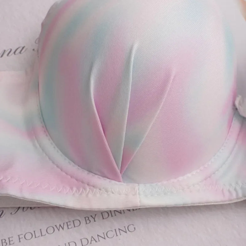Toucheart Sexy Lingerie Suit for Women Bow Knot Patchwork Printing Underwear Sexy Bra Set Thin Cup Colorful Lingerie Suit New
