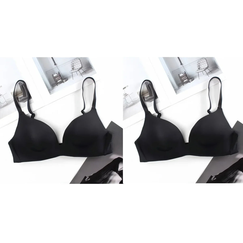 2Pcs/Set Padded Bras For Women Push Up Bra Underwear Non-wire Brassiere Sexy Lingerie Solid Color 3/4 Cup Comfort Intimates