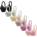6 Pieces Color Women' Sexy Lace No Wire Bras Plus Size Adjustable Shoulders Strap T-Shirt Bra For Cup A B C D