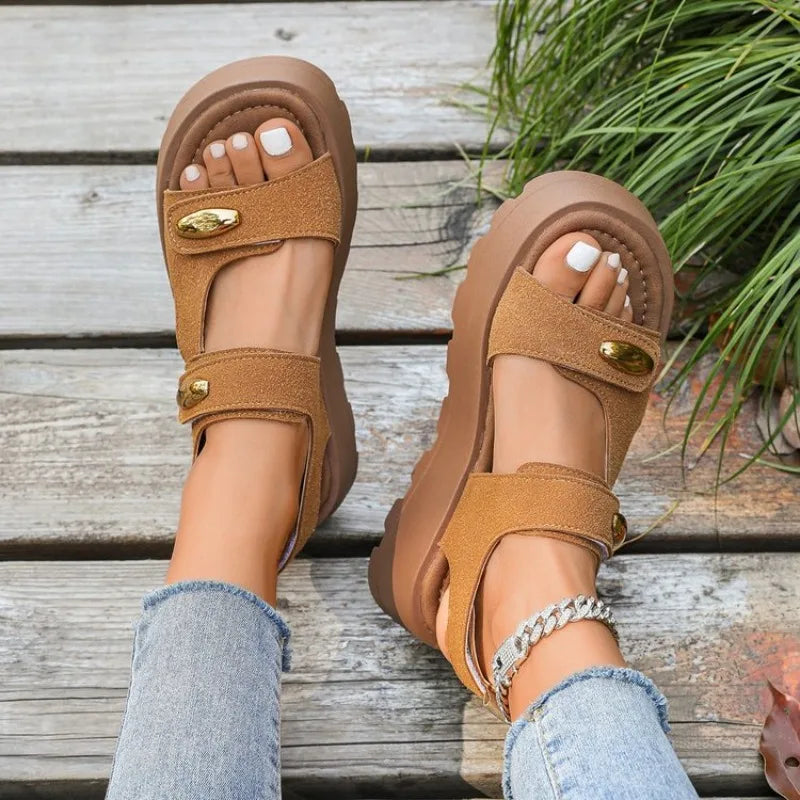 Summer Chunky Sandals Women's Wedge Heels Slides 5cm High Heels Platform Casual Woman Beach Thick Bottom Sandals