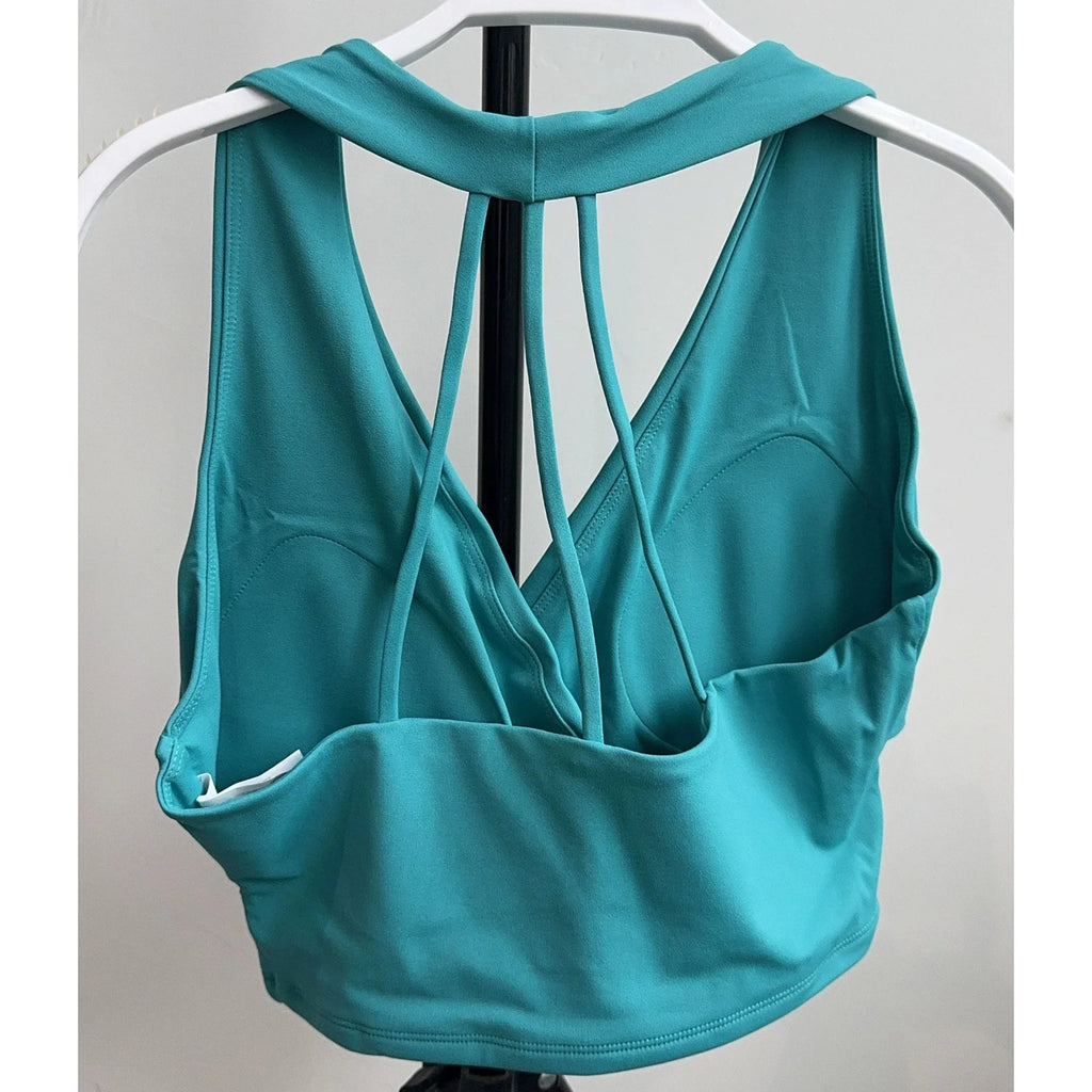 Women's Cross Back Sports Bra Shock Resistant Gathered Sexy Gym Running Bra Summer Yoga Vest Outdoor Comfortable Fitness Wear