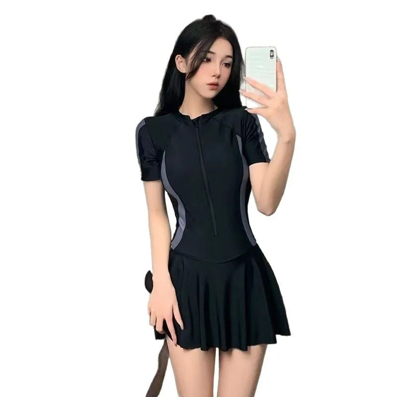 Female One-piece Conservative Student Dress Slimming Ins Sporty Super Fairy Hot Spring Swimsuit
