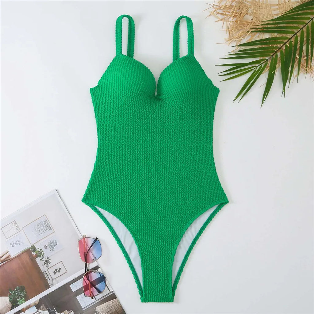 S - XL Crinkled Bikini Push Up Swimsuit Female Swimwear Women Two-pieces Bikini set With Bra Cup Bather Bathing Suit Swim V4886
