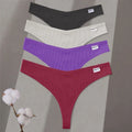 4Pcs/set Cotton Thongs Women Low-Rise Bikini Underwear M-XL Comfortable G-string Female Fruit Embroidery T-Back Panties Lingerie