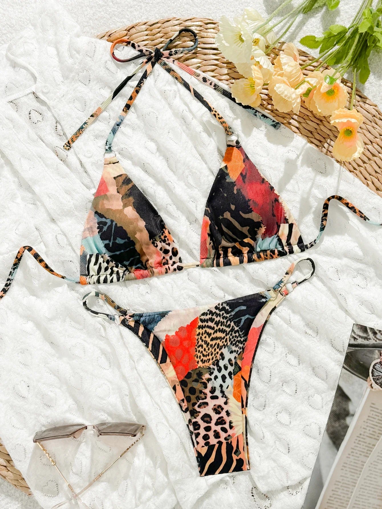 2025 Triangle Bikinis Women Printed Swimwear Female Sexy Leopard Swimsuit Bathers Bathing Swimming Swim Suit Beachwear Summer