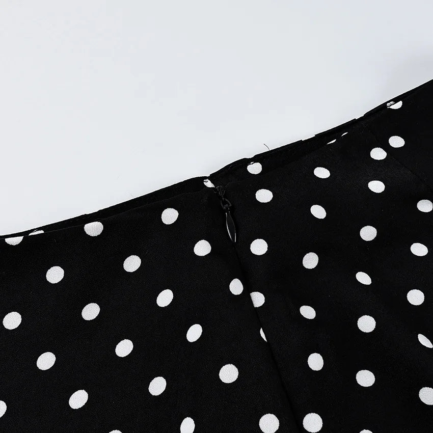 FDYOUI 2026 Woman Clothes Lace Patchwork Polka Dot Skirts Female Sexy Tight Short Skirt Black Party Night Club Dress Streetwear