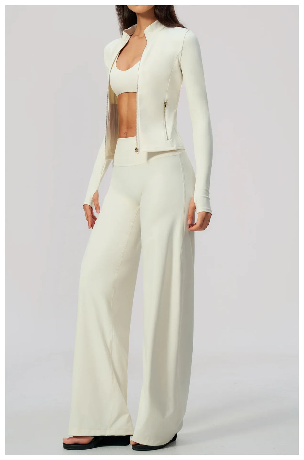 3 PCS Yoga Sets Women Long Sleeve Zipper Slim Jacket+sports Bra+high Waist Flare Pants Fitness Suits Gym Exercise Athletic Wear