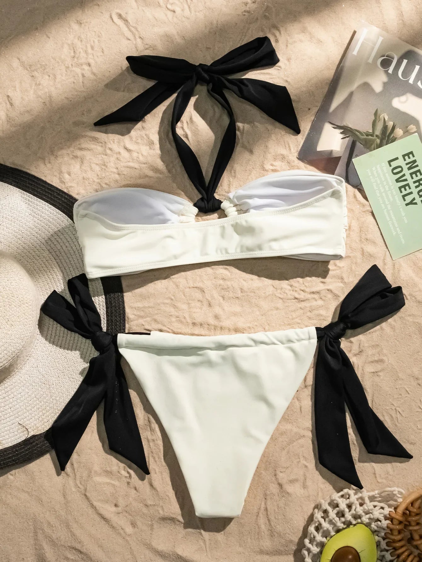 DEKA Halter String Women's Swimsuit Halter-neck Bikinis Long Strap Swimwear Bathing Suit Solid Biquini Beachwear Bandage Bikini