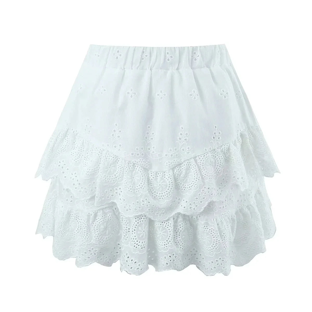 Foridol Summer Off Shoulder White Lace Skirt Set Dress Women Outfits Ruffles Tiered Mini Flower Embriodery Two Pieces Beach Suit
