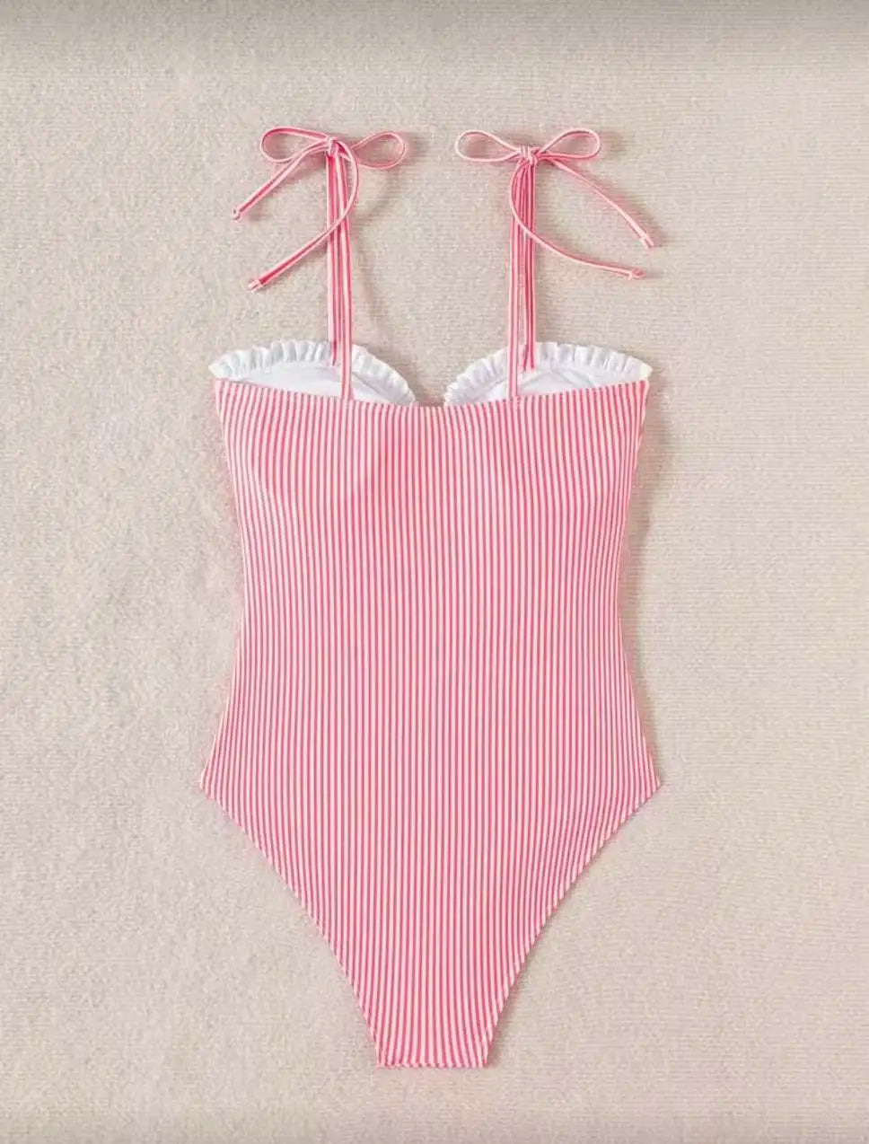 2026 Strappy Swimsuit One Piece Sexy Striped Ruffle Swimwear Women Bathers Bathing Swimming Swim Suit Padded Beachwear Summer