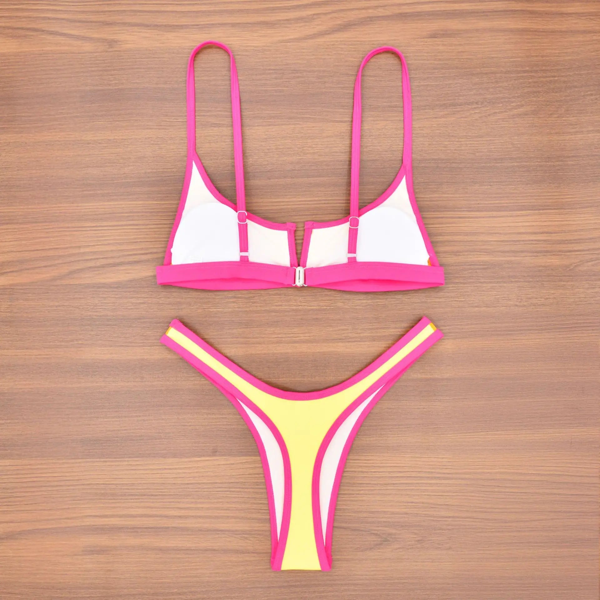 S - XL Splicing V Shaped Thong Bikini Women Swimsuit Female Swimwear Two Pieces Bikini Set Bather Push Up Bathing Suit Swim Lady