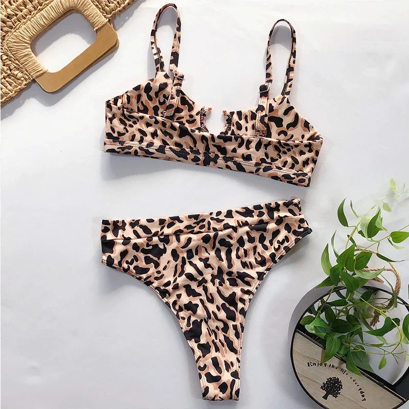 Snakeskin Female Swimsuit High Waist Bikini Women Swimwear Two-pieces Bikini Set Hollow Out Bather Bathing Suit Swim Beachwear