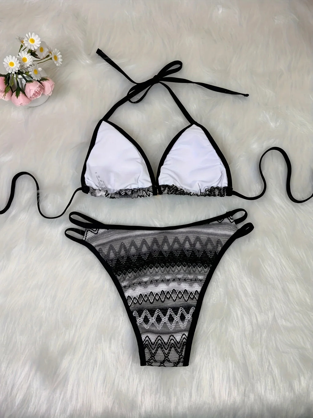 Retro Style 2026 Summer Women Knitted Swimsuit Sexy Backless Lace-up Swimwear Low Waist Femme Neck Bikini Set Beach Bathing Suit
