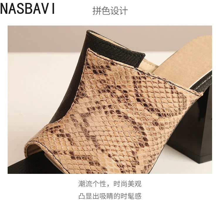 NASBAVI Brand New Ladies Peep Toe Summer Sandals Fashion Mixed Colors Chunky High Heels Women Sandals Party Woman Shoes 35-45