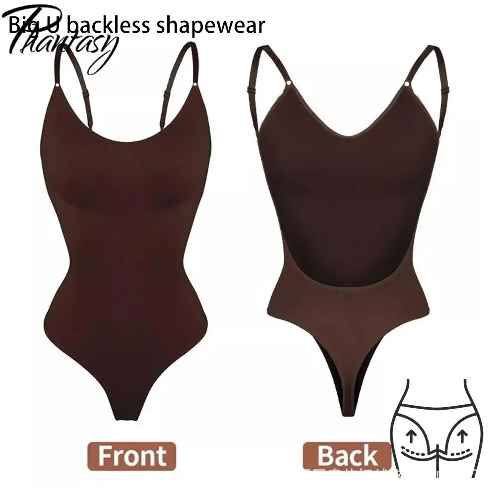 Phantasy Backless Shapewear Thong Bodysuits Sexy Women's Clothing Casual Tops Seamless Bodycon for Women Seamless Bodysuit