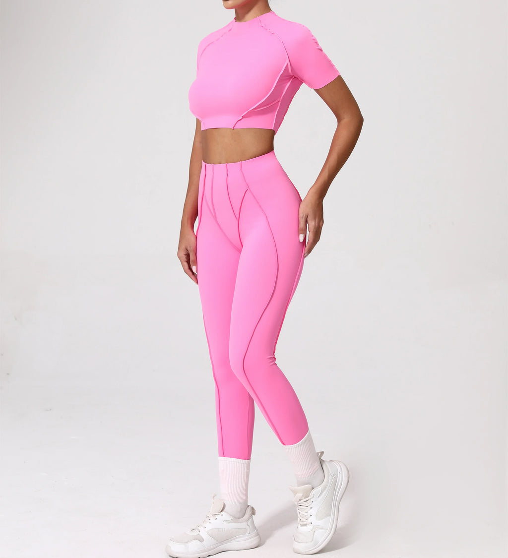 2PCS Yoga Suit Sports Set Women Quick-Drying Gym Set Women Tracksuit Running Workout Long Sleeve Sports Shirt Yoga Clothing