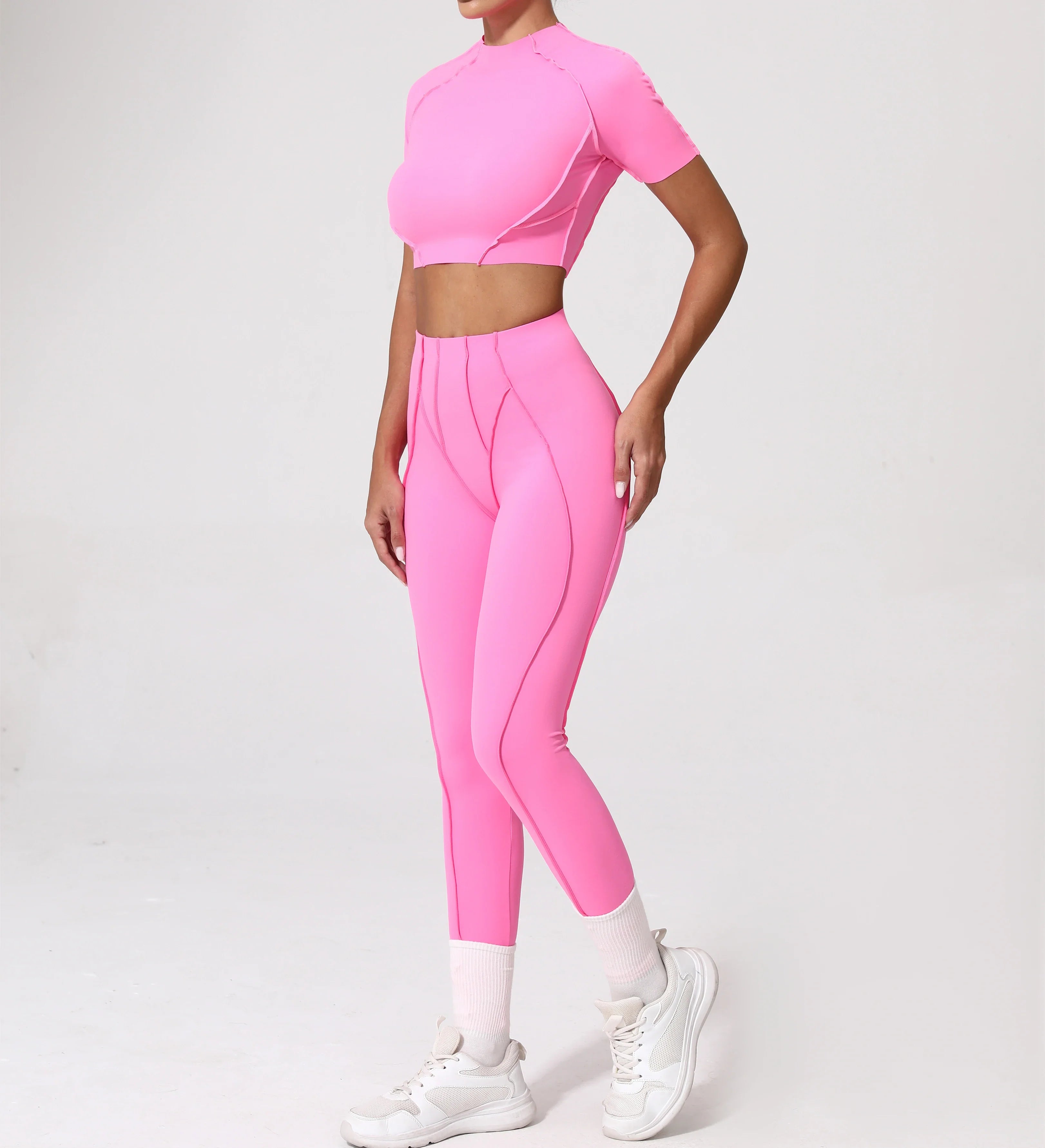 2PCS Yoga Suit Sports Set Women Quick-Drying Gym Set Women Tracksuit Running Workout Long Sleeve Sports Shirt Yoga Clothing