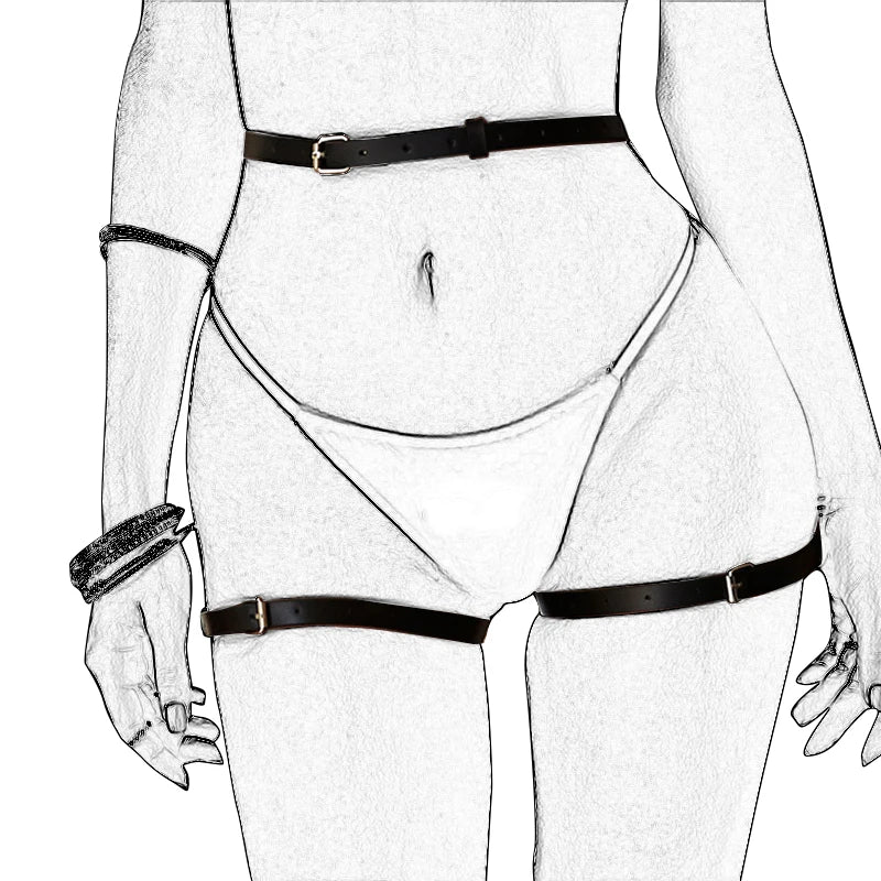 Leather Porno Sexy Lingerie Fetish Leg Harness Garter Belt Gothic Bow Underwear Exotic Sex Costume Women Erotic Babydoll Dress