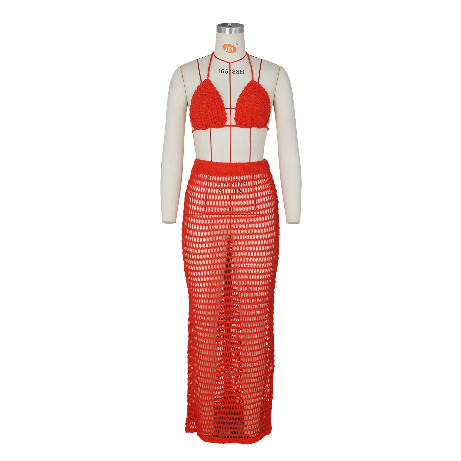DEKA Beach Cover Up High Split Crochet Knitted Tunic Beach Dress Beach Wear Beachwear Women Long Knit Hollow Tassels Skirt Suit