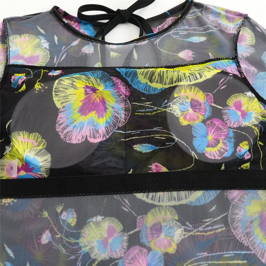 S - XXL 3PCS New Printed Long Sleeve With Pants Sarong Women Swimwear One Piece Swimsuit Female Bather Bathing Suit Swim V7180