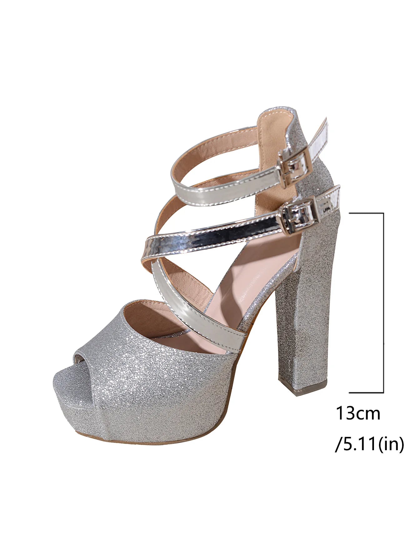 Sexy Women High Heels Sandals 2026 Summer Platform Sequin Cloth Cross Belt Buckle Wedding Open-toe Shoes Pumps Party Dress