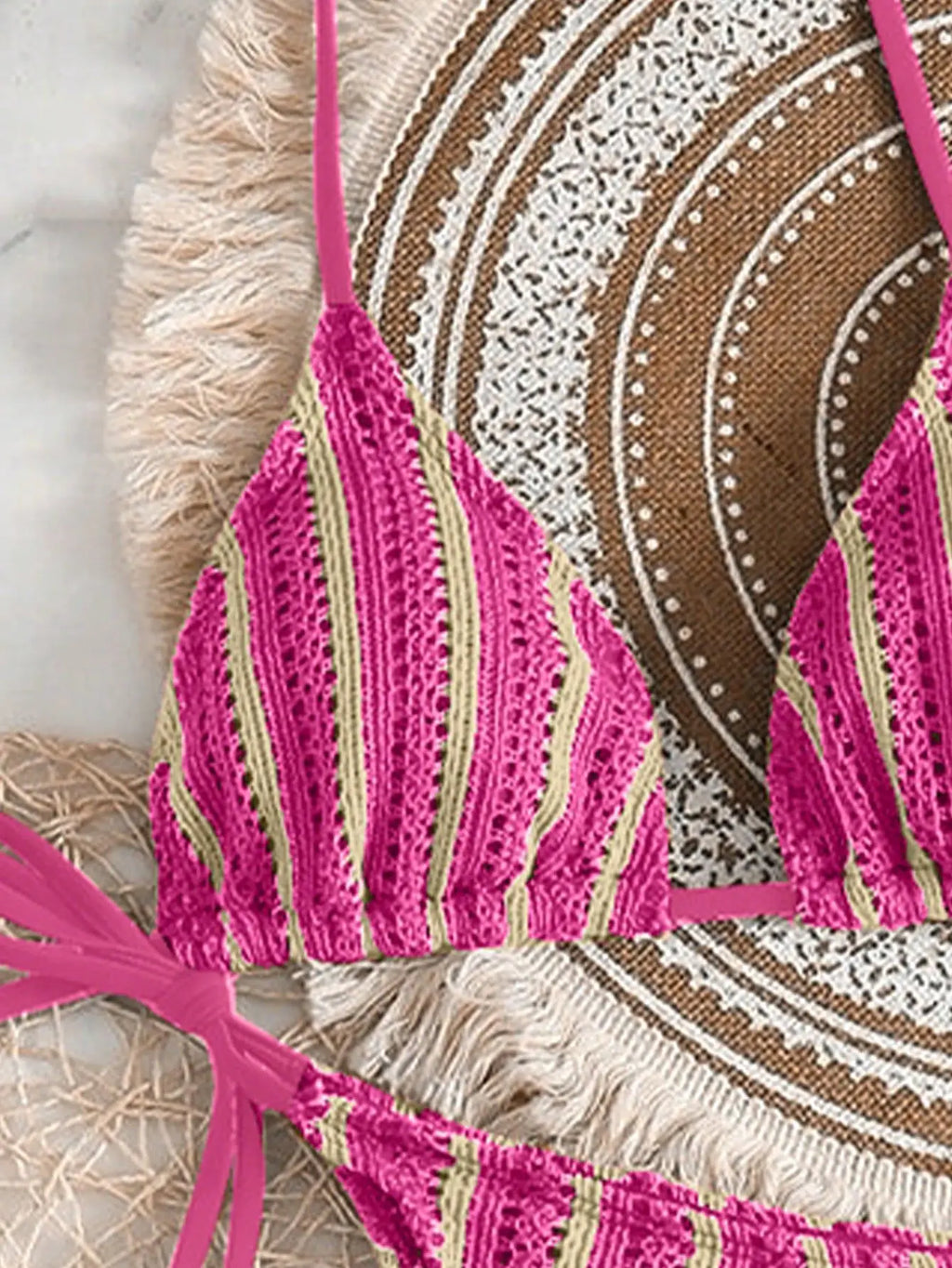 3PCS With Shorts Stripe Halter Fishnet Bikini Women Swimwear Female Swimsuit Three-pieces Bikini Set Bathing Suit Swim Beachwear