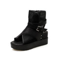 2026 Sexy Black Women Wedge Platform Sandals Summer Ladies Cool Boots Zipper Open Toe Sandalias Breathable Female Roman Shoes