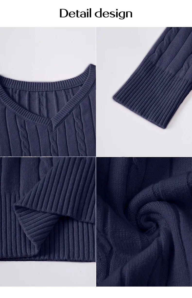 Phantasy Retro Solid Color Sweater Winter Women's V-Neck Casual Simple Loose Knit Sweater Trendy Spring Autumn Winter Sweater