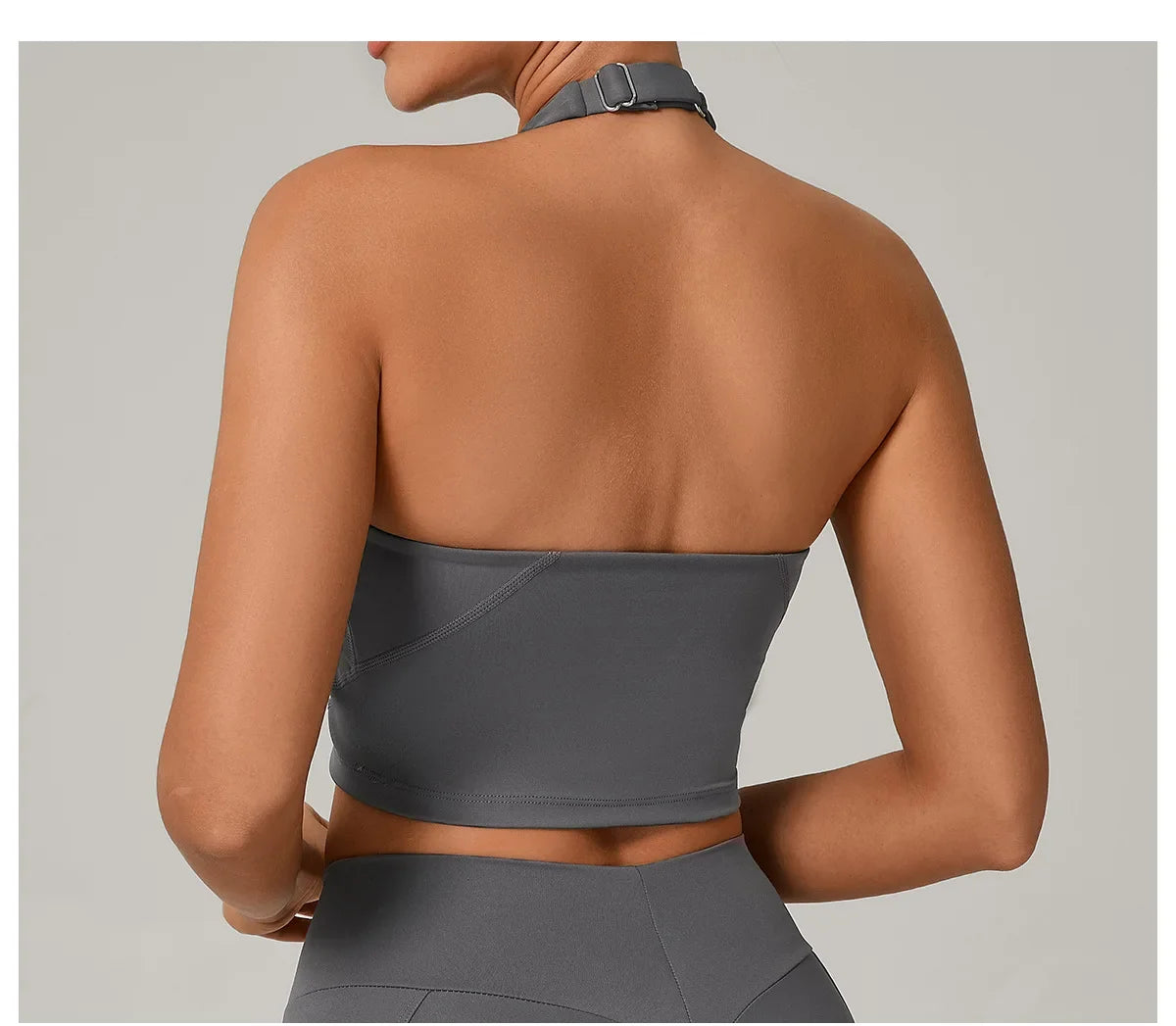 Women Fitness Sports Bra Halter Top High Support Push-up Open Back Gym Bra Shockproof Running Fitness Yoga Workout Underwear