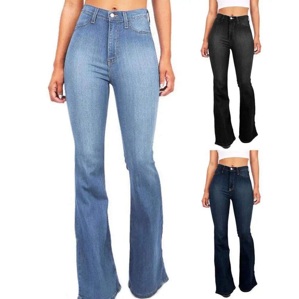 High Waisted Flared Jeans Bell Bottom Jeans for Women Stretchy Bootcut Denim Trousers Women Casual Wide Leg Denim Flared Pants