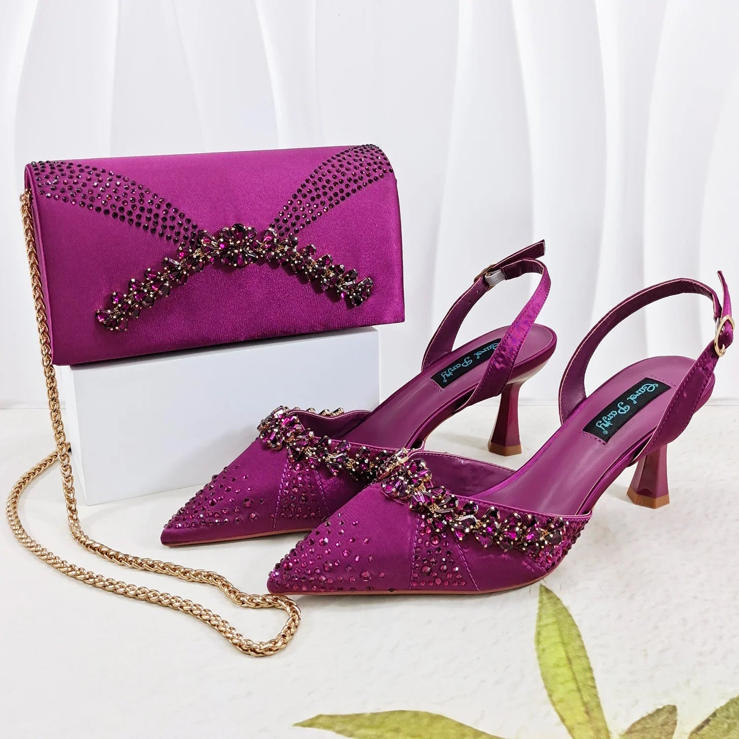 Doershow Italian Shoes And Bag Sets For Evening Party With Stones Italian Leather Handbags Match Bags! HC1-1