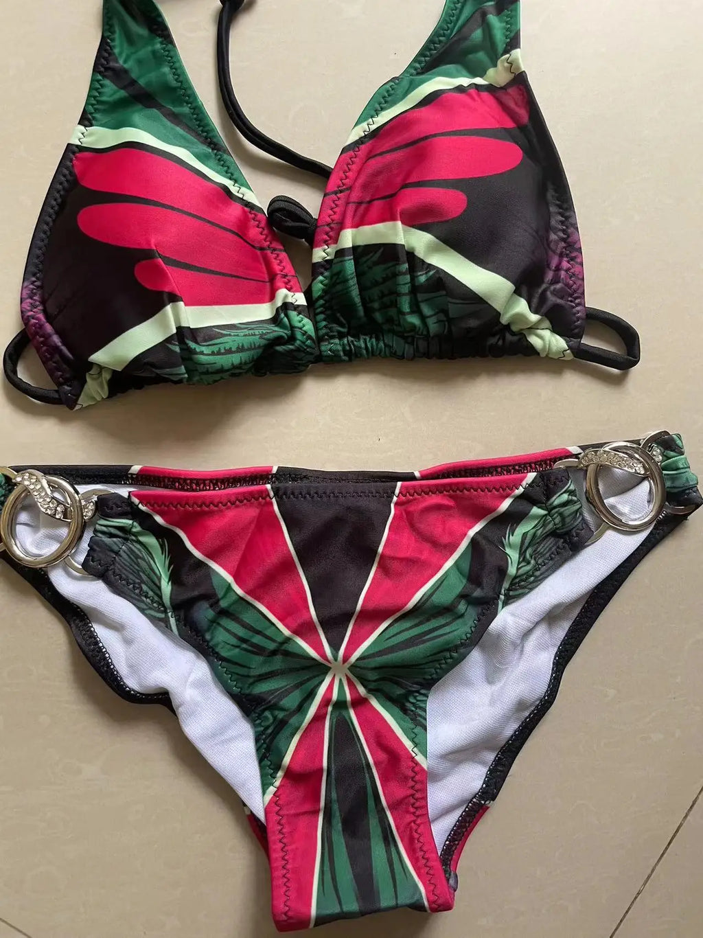DEKA Print Bikini Set Women's Brazilian Angel Bandage Backless Swimsuit Push Up Swimwear Beachwear Female Bathing Suit Biqini