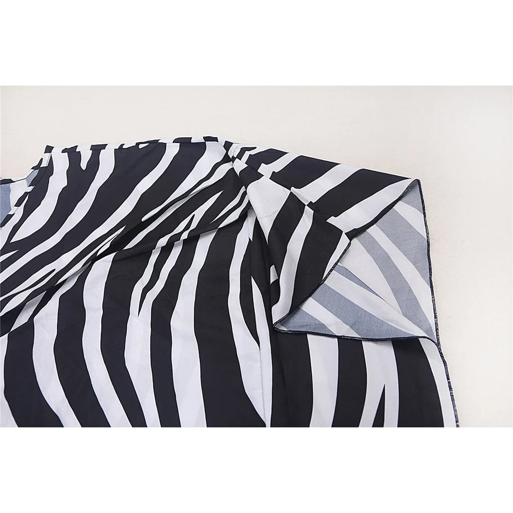 Sexy Zebra Printed V Neck Tunic Beach Cover Up Cover-ups Beach Dress Beach Wear Beachwear Beach Long Dress Female Women V4159