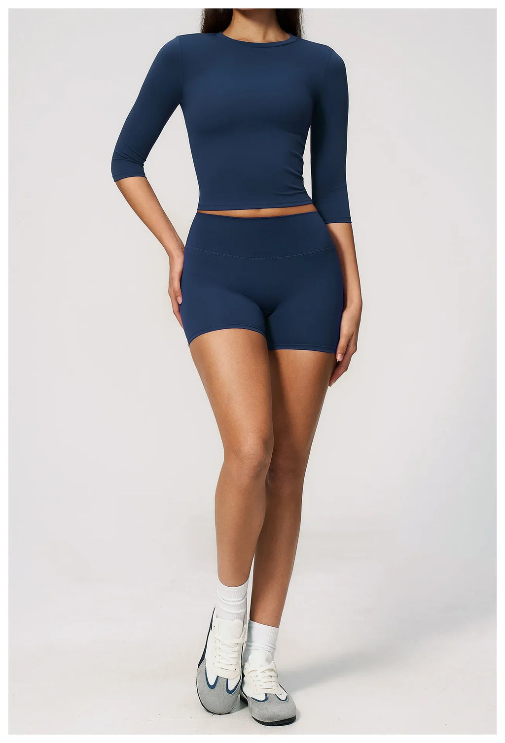 Yoga Sets Women Half Sleeve O Neck Slim Sports T Shirts High Waist Short Fitness Suit Outdoor Gym Running Workout Tracksuit