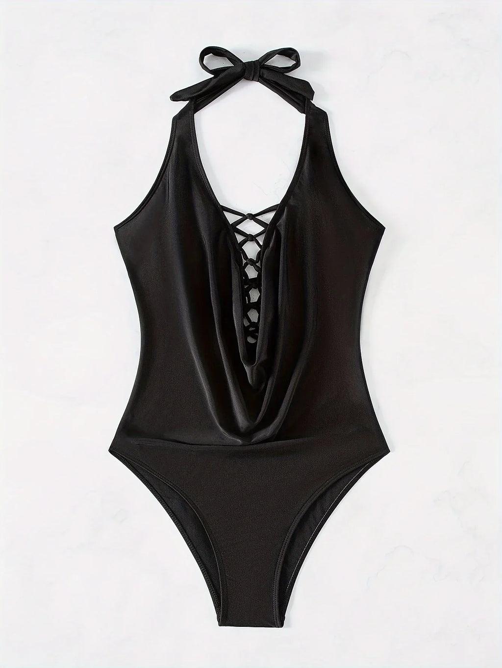 ZTVitality Sexy Solid Backless One Piece Swimsuit 2025 New Arrival Halter V Neck Padded Bra Swimwear Women Summer Bathing Suit