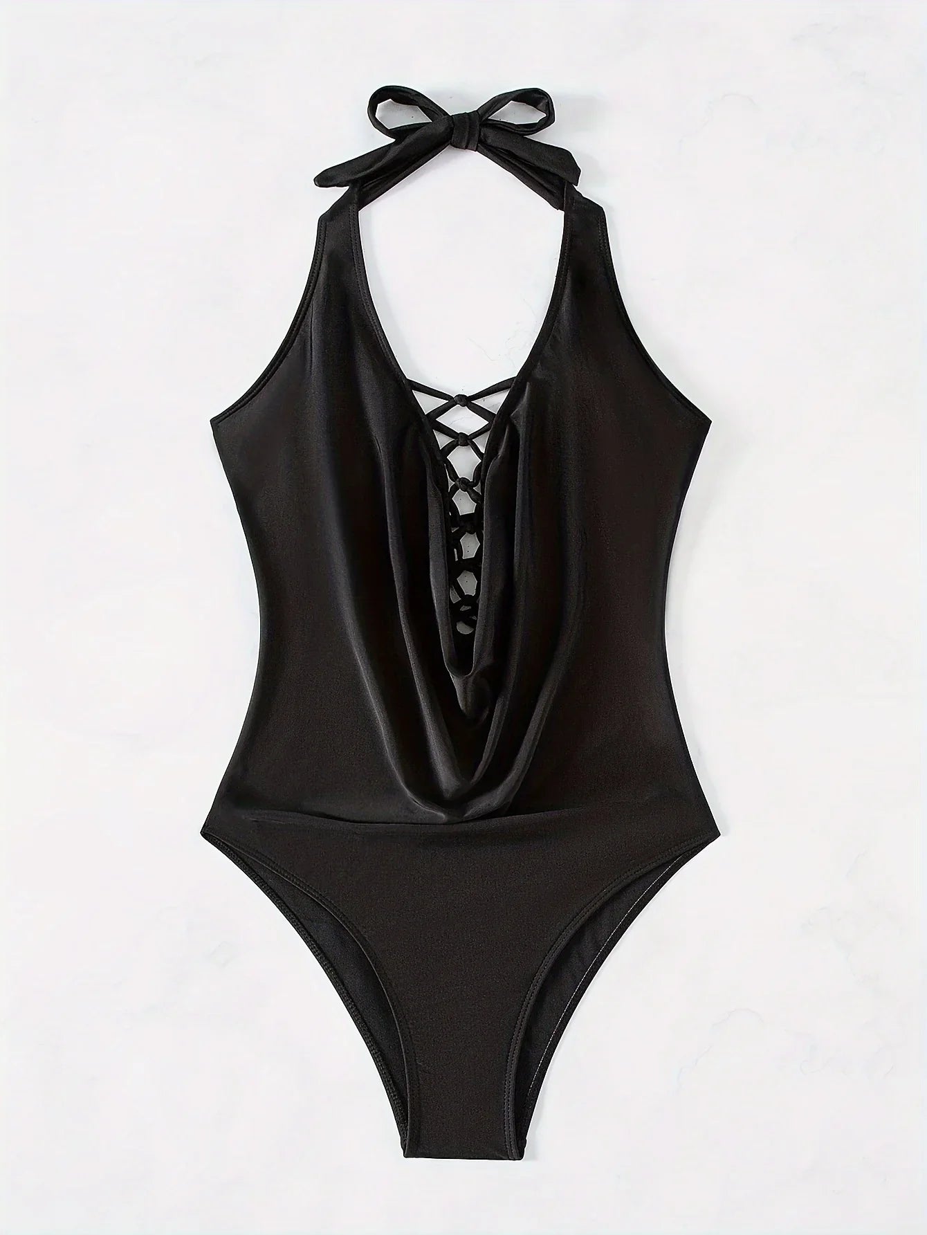 ZTVitality Sexy Solid Backless One Piece Swimsuit 2025 New Arrival Halter V Neck Padded Bra Swimwear Women Summer Bathing Suit