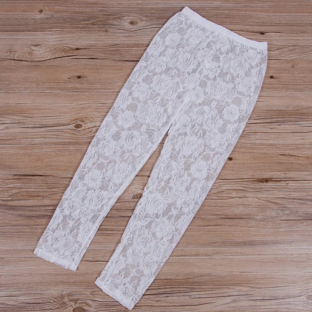 Women Summer Sheer Lace Capris Elastic High Waist Bodycon Cropped Pants Bottoms Sexy Club Beach Cover-ups Leggings